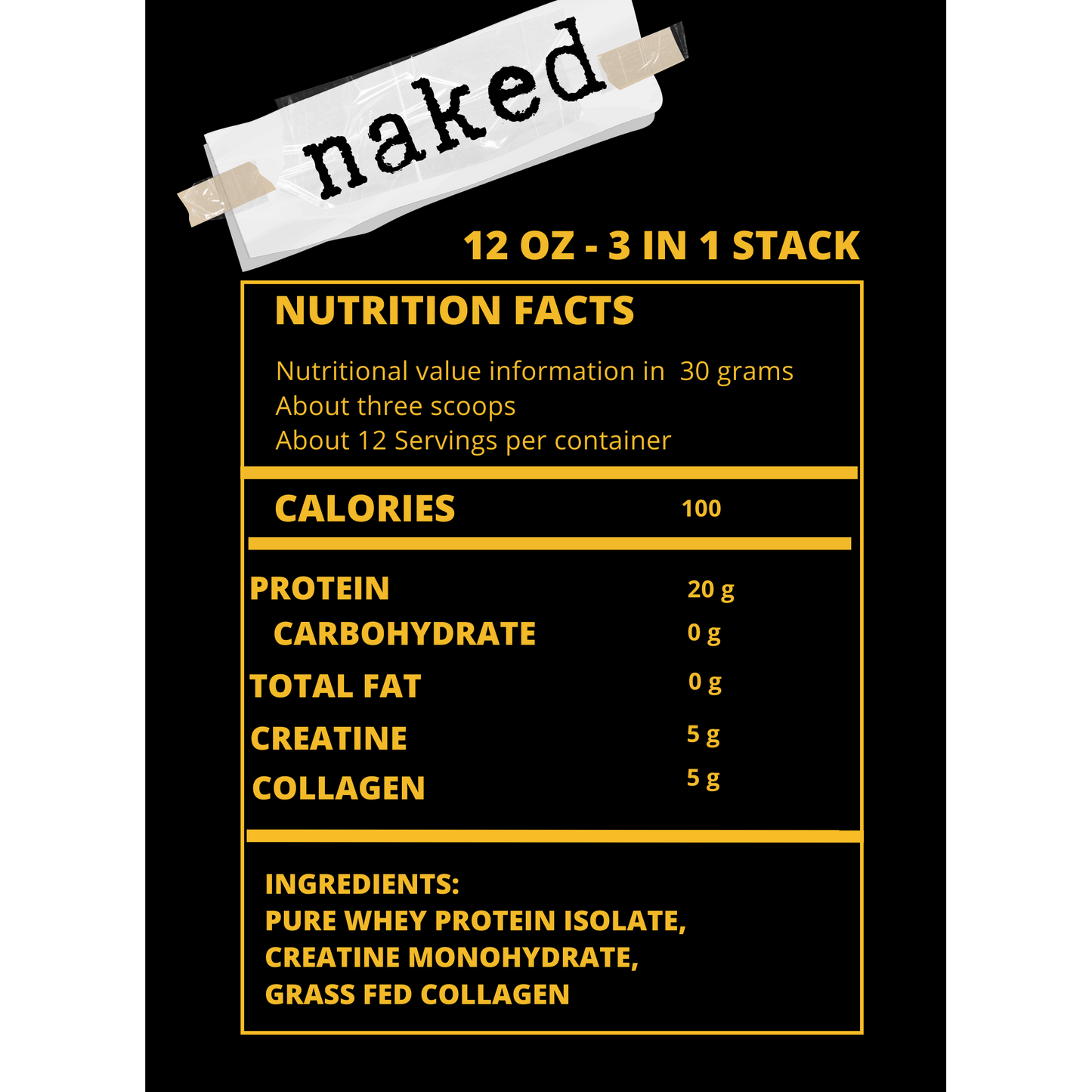 All-In-One - Fully Stax'd Naked Protein Powder + Collagen + Creatine - 12oz